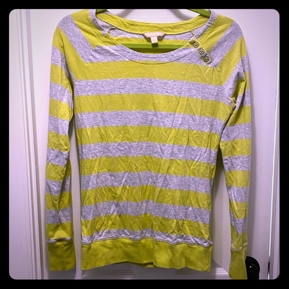 Banana Republic Striped Green and Gray Top sz M
